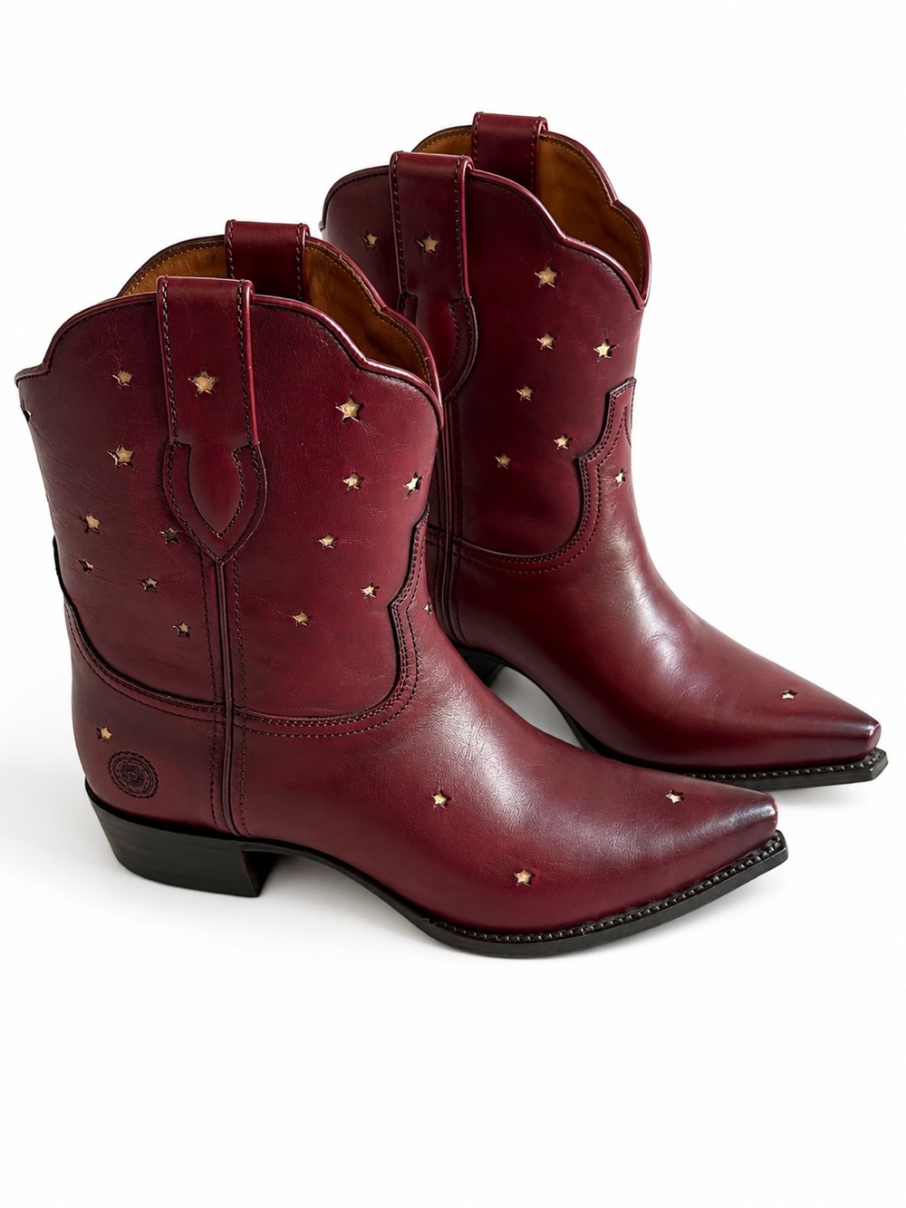 Presidio Short Ranch Road star women's cowboy boots size 9.5 burgundy wine color